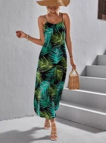 SHEIN VCAY Đầm Lộ Lưng Nhiệt đới Boho - Nhiều màu - Xem 6