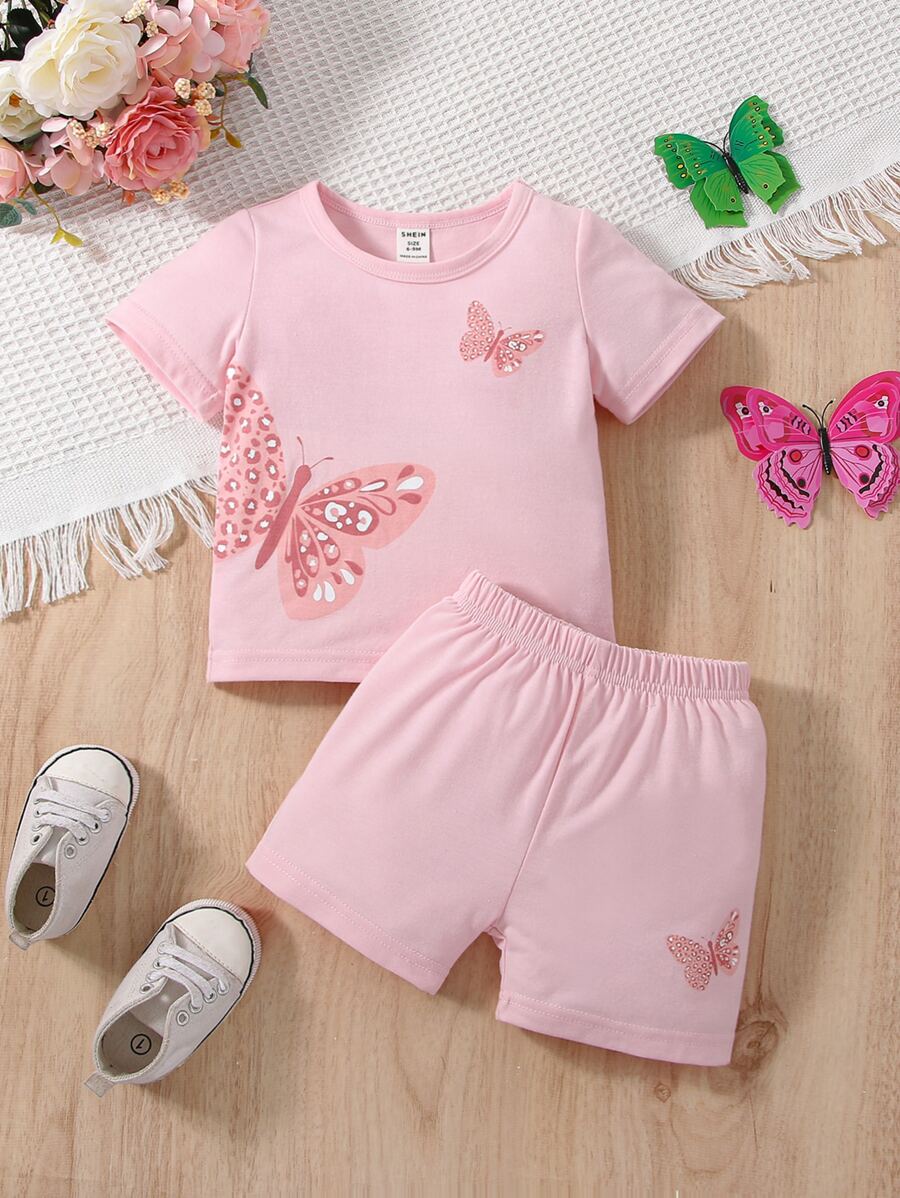 Baby Boy Butterfly Print Tee & Shorts