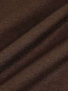 SHEIN ICON Appliques Symmetrical Hem Cami Top & Contrast Mesh Skirt - Coffee Brown - View 4