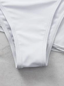 Swim Vcay Plain Smocked Halter Swim Dress Summer Beach - White - View 6