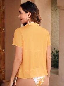 SHEIN Swim 夏季花卉印花结边运动套装 - 彩色 - 查看 2