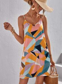 SHEIN VCAY Geo Print Cami Dress - Multicolor - View 1