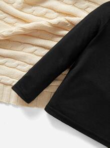 SHEIN 嬰兒男童純色高領t卹,休閑簡約,適合秋冬穿搭 - 黑色 - 查看 5