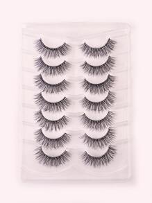 7對充分假睫毛濃密毛茸茸15mm透明帶自然纖長假睫毛 - 黑色 - 查看 1