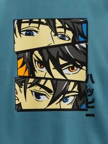 SHEIN Leap Crew Tween男孩圖形及字母2合1t卹