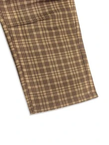 STEELVANCE 男士宽松格子印花裤，带翻盖口袋，长款卡其色宽松工装裤，适合送给丈夫、男朋友的礼物，秋季