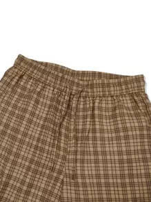 STEELVANCE 男士宽松格子印花裤，带翻盖口袋，长款卡其色宽松工装裤，适合送给丈夫、男朋友的礼物，秋季