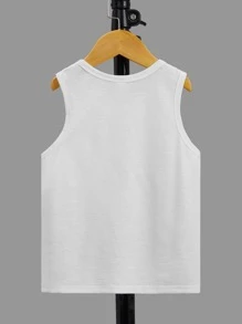 SHEIN Toddler Boys 2pcs Half Button Patched Pocket Tank Top - Black and White - View 2