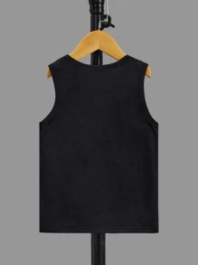 SHEIN Toddler Boys 2pcs Half Button Patched Pocket Tank Top - Black and White - View 3