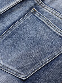 Hombres Jeans ajustados desgarro algodón - Azul lavado medio - Ver 5