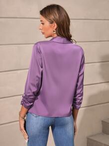 SHEIN Clasi Shawl Collar Open Front Blazer - Mauve Purple - View 3