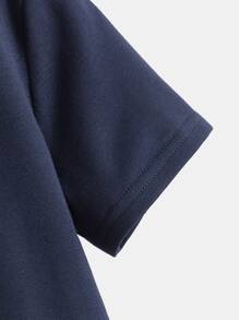 SHEIN Toddler Boys Tiger & Slogan Graphic Tee - Navy Blue - View 4