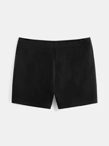 SHEIN BASICS Plus High Neck Tank Top & Cycling Shorts - Black - View 8