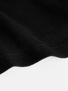 SHEIN BASICS Plus High Neck Tank Top & Cycling Shorts - Black - View 9