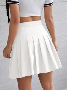 SHEIN Unity Zip Side Pleated Skirt - White - View 2