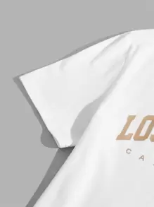 Manfinity VCAY Men Letter Graphic Tee & Joggers - Khaki - View 4