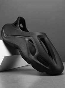 Men Hollow Out Design Vented Clogs - Black - View 2