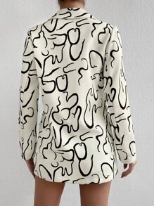 SHEIN Privé 滿版印花西裝領西裝外套