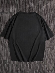 Manfinity RebelGame T-shirt Imprimé Pour Homme À Coupe Ample, Lettres Japonaises Et Voiture Imprimée
