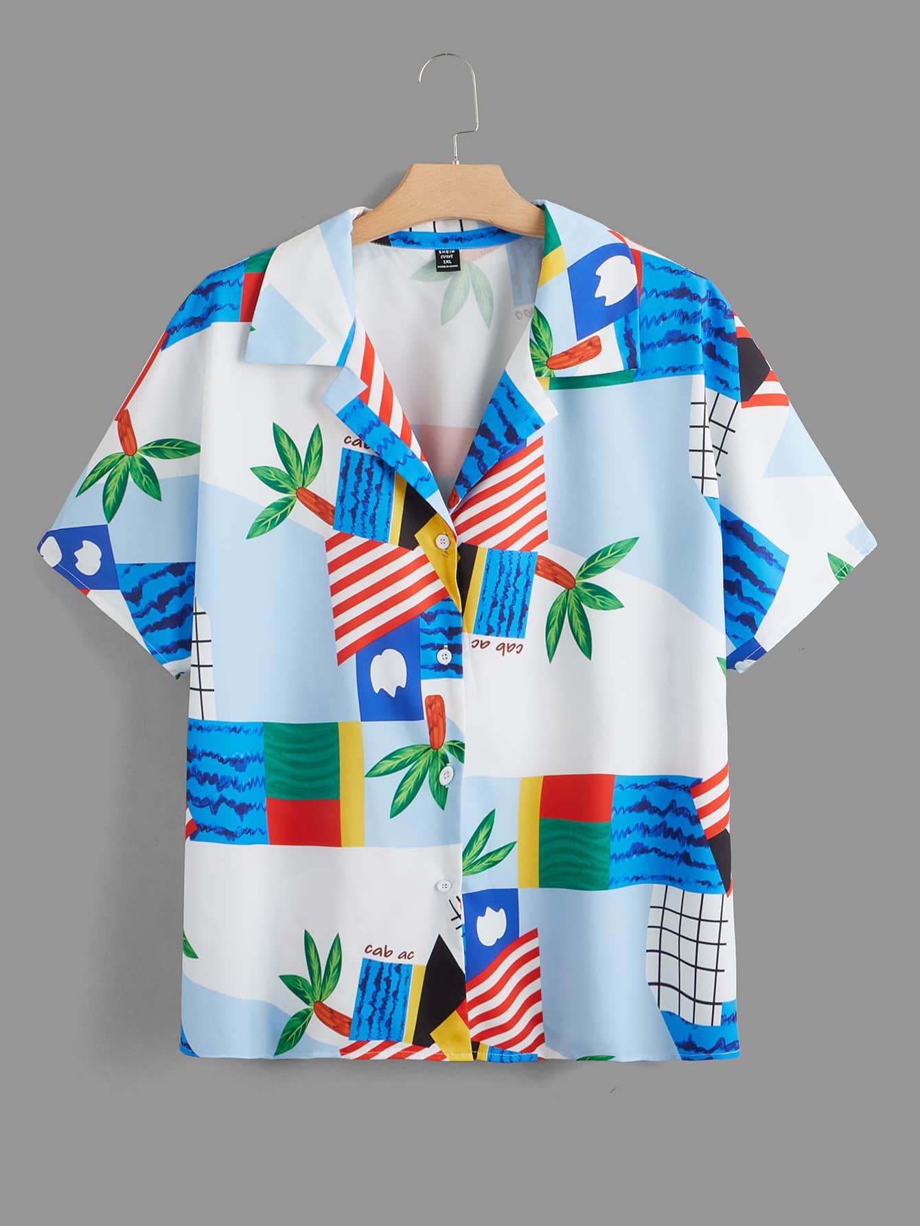 SHEIN Holidaya Plus Tropical Print Blouse - Multicolor - View 1