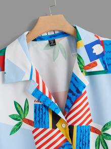 SHEIN Holidaya Plus Tropical Print Blouse - Multicolor - View 3