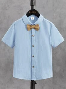 SHEIN Boys Bow Front Shirt & Trousers - Multicolor - View 8