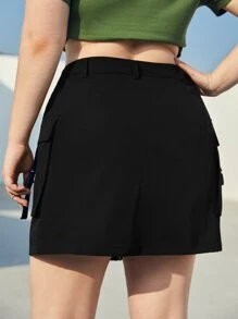 SHEIN EZwear 大碼側翻蓋口袋工裝裙