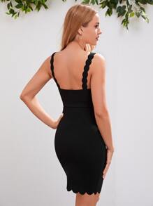 SHEIN Maternity Scallop Trim Bodycon Dress - Black - View 2