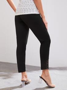 SHEIN Maternity Lace Insert Skinny Trousers - Black - View 2