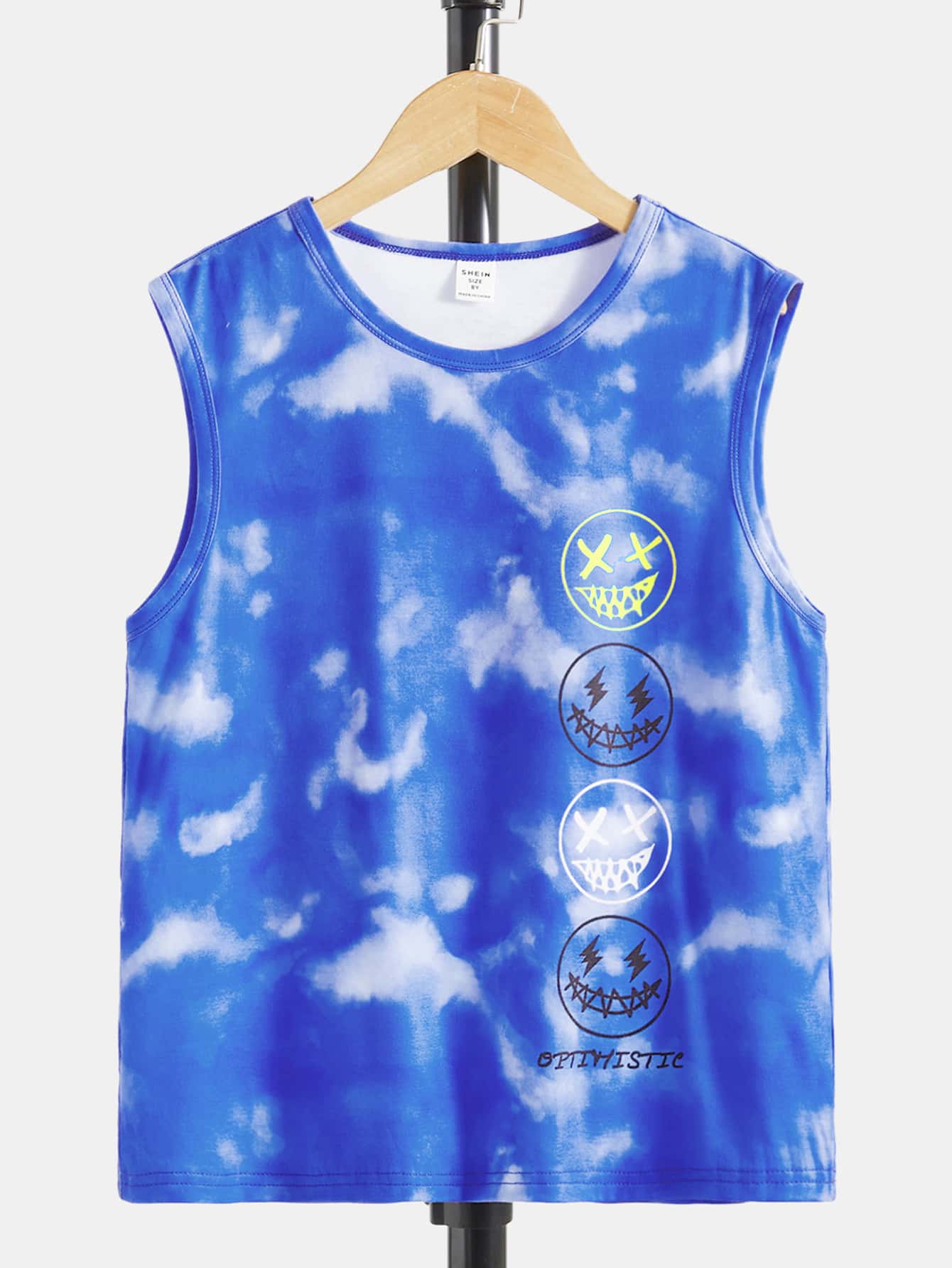 SHEIN 男孩卡通圖案紮染背心上衣