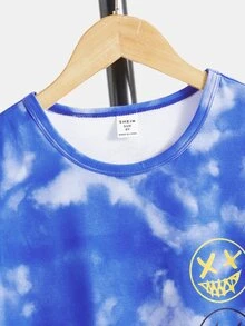 SHEIN 男孩卡通圖案紮染背心上衣