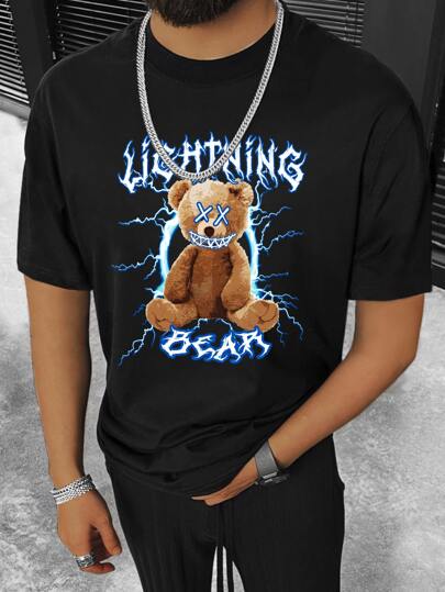 Guys Bear & Letter Graphic Tee