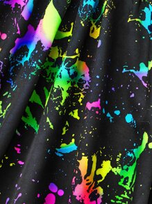 SHEIN Toddler Girls Splash Ink Print Belted Dress - Multicolor - View 4