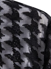 Manfinity Men Houndstooth Print Shirt Without Tee - Black - View 4