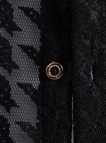 Manfinity Men Houndstooth Print Shirt Without Tee - Black - View 5