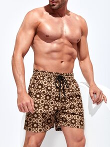 Surfspeed Hombres Shorts de natación con estampado geométrico de cintura con cordón - Multicolor - Ver 5