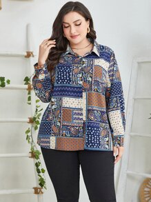 Mulvari Plus Paisley & Floral Print Shirt - Multicolor - View 4