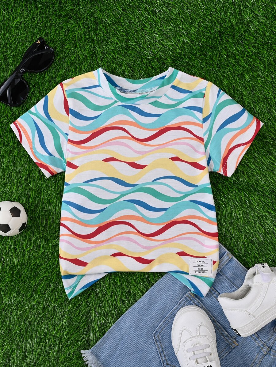Toddler Boys Wavy Line Print Tee - Multicolor - View 1