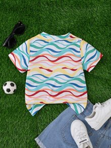 Toddler Boys Wavy Line Print Tee - Multicolor - View 2