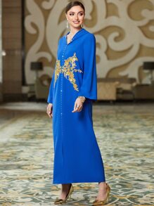 Al Najma 貼花連帽連衣裙 - 寶藍色 - 查看 4