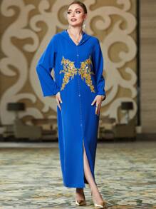 Al Najma 貼花連帽連衣裙 - 寶藍色 - 查看 5