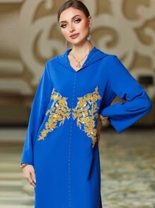 Al Najma 貼花連帽連衣裙 - 寶藍色 - 查看 7