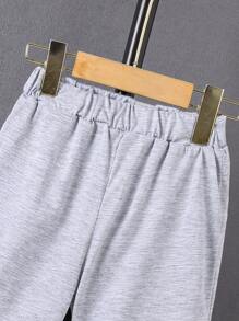 SHEIN Young Boy Panda Printed Patchwork Leggings - Grey - View 4