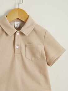 SHEIN Toddler Boys Polo Neck Tee & Shorts