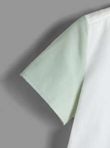 SHEIN 小男童撞色補丁貼口袋襯衫 - 白色 - 查看 4