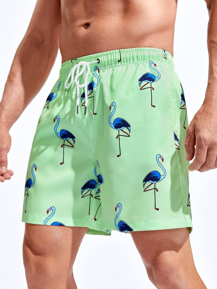 Surfspeed 男士動物印花腰部抽繩泳褲 - 薄荷綠 - 查看 1