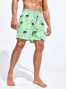 Surfspeed 男士動物印花腰部抽繩泳褲 - 薄荷綠 - 查看 4