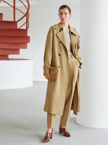 MOTF PREMIUM BELTED TRENCH COAT - Khaki - View 2