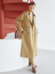 MOTF PREMIUM BELTED TRENCH COAT - Khaki - View 7