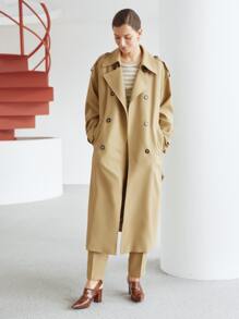 MOTF PREMIUM BELTED TRENCH COAT - Khaki - View 8